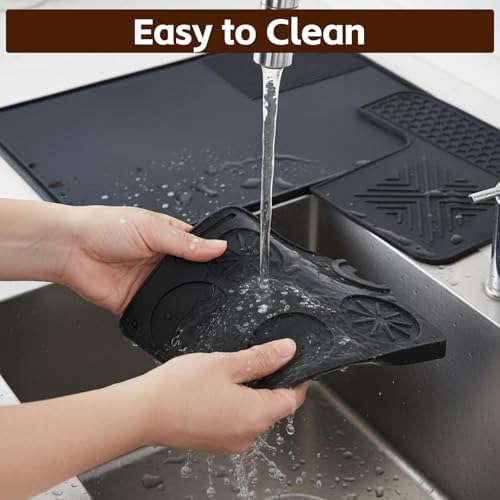 3-in-1 Silicone Mat Set for Ninja Luxe Cafe ES601 & ES701 Espresso Machine– Top Mat, Bottom Sliding Mat & Tamping Station Pad, Full Protection Non-Slip Coffee Machine Accessories (Black) (3 Count)