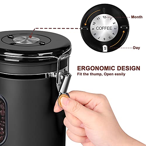 1500ML Airtight Coffee Canister with Date Tracker&Transparent Window