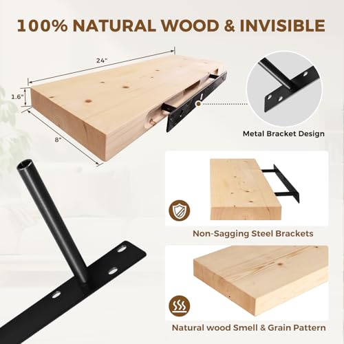 Solid Wood Floating Shelves (2 Count)