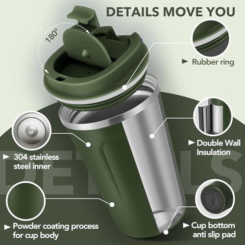 12 oz Double Wall Insulated Vacuum Travel Coffee Mug with Flip Lid Bulk 4 Pack (4 Count)