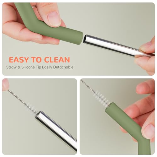 6PCS Stainless Steel Straws with Silicone Tip Fit for Stanley Cup (6 Count)