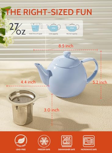 Teapot Porcelain Tea Pot with Stainless Steel Infuser