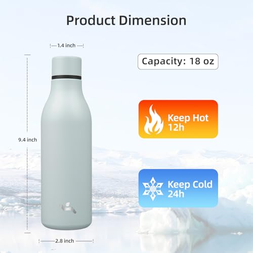 18 oz Insulated Stainless Steel Metal Water Bottle with Strap