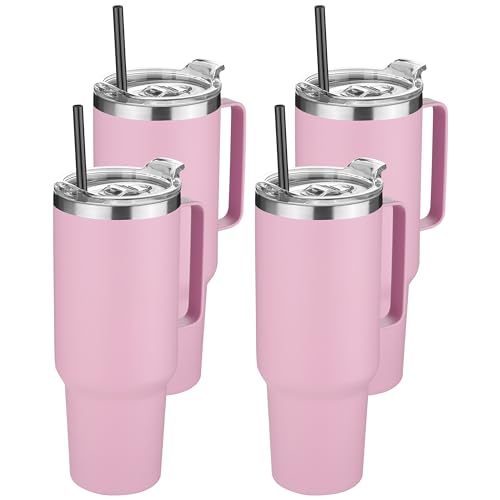 40 oz Stainless Steel Tumbler with Handle (4 Count)
