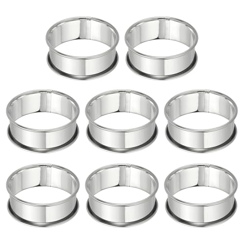 8pcs Crumpet Rings 2.36" Nonstick Round Cake Ring Stainless Steel Double Rolled English Pastry Rings for Kitchen Baking Crumpet Dessert (8 Count)