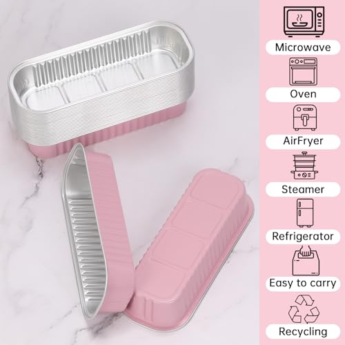 100 Pack 6.8 oz Rectangular Mini Loaf Pans with Lids and Spoons (30 Count)