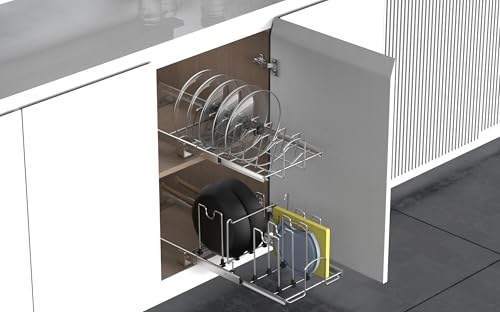 Slide Out Pan and Pot Lid Organizer For Under Cabinet
