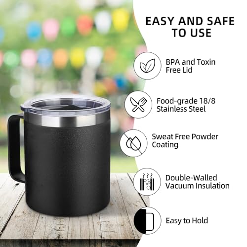 14oz Insulated Stainless Steel Coffee Mug with Lid Bulk 8 Pack (8 Count)