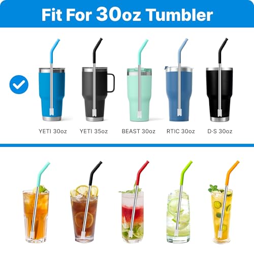 Metal Straws with Silicone Tip for 30 oz YETI Tumbler (4 Count)