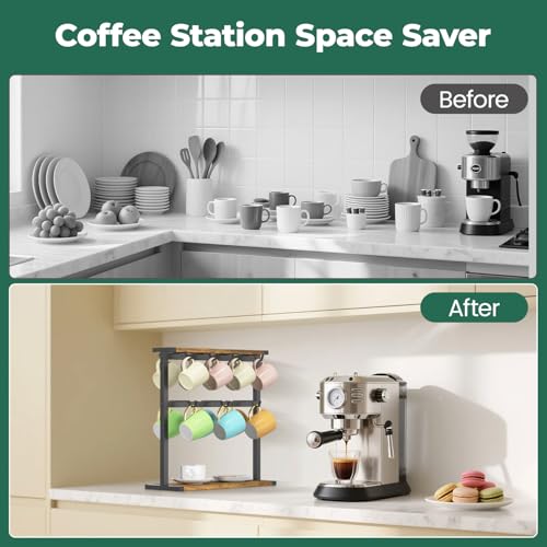 Coffee Mug Holder Cup Tree Rack for Coffee Bar Countertop