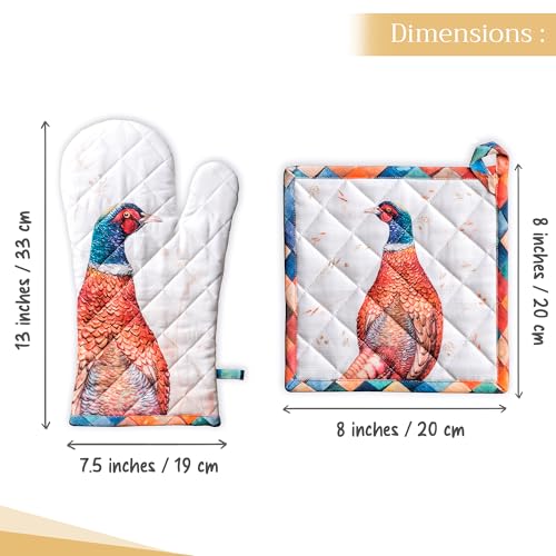 100% Cotton Oven Mitt & Pot Holder Set