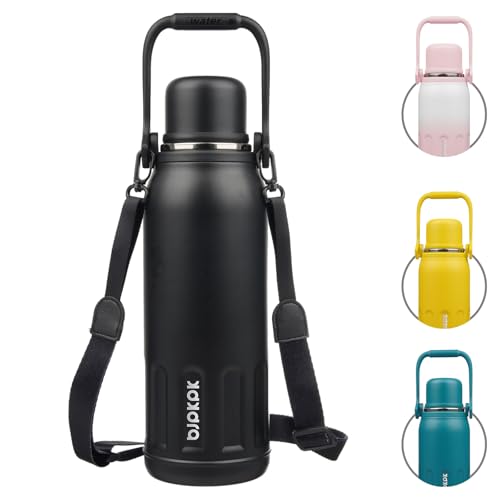 Stainless Steel Insulated Bottle with Handle & Strap