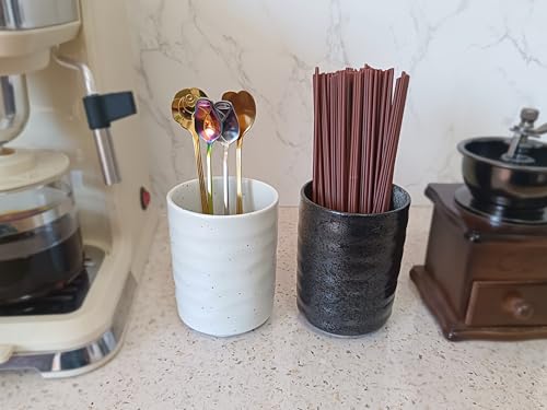 Stoneware Coffee Bar Utensil Holder Tea & Coffee Spoon & Stirrer Holder for Stir Stick Straw Teaspoon Holder Espresso Spoon Cup Small Utensil Jar