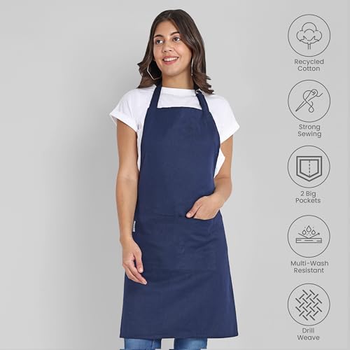 Chef Aprons Recycled Cotton Kitchen Apron with an Adjustable Neck with Long Ties
