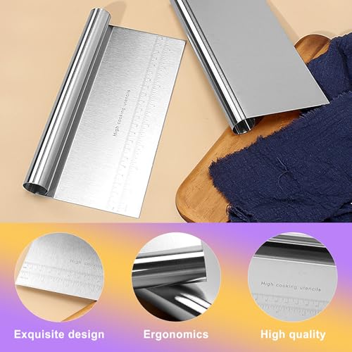 2 Pack Stainless Steel Dough Cutter Scraper Set (2 Count)