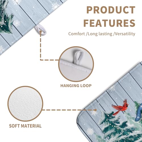 Winter Gnome Dish Drying Mat Christmas Tree Snowman Large Kitchen Mats Dish Drying Pad Bird Absorbent Dish Dryer Mat for Kitchen Countertops Microfiber Drainer Pad Dish Drying Mats