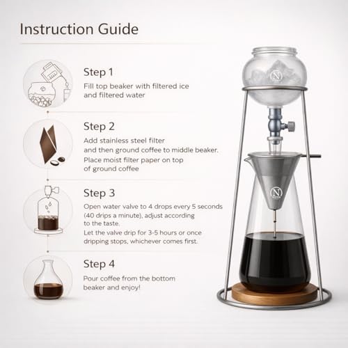 Iced Coffee Cold Brew Drip Coffee Maker Stainless Steal