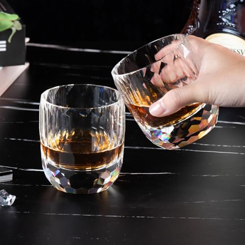 Crystal Whiskey Glasses Set of 2 Hand Blown Old Fashioned Glasses (2 Count)