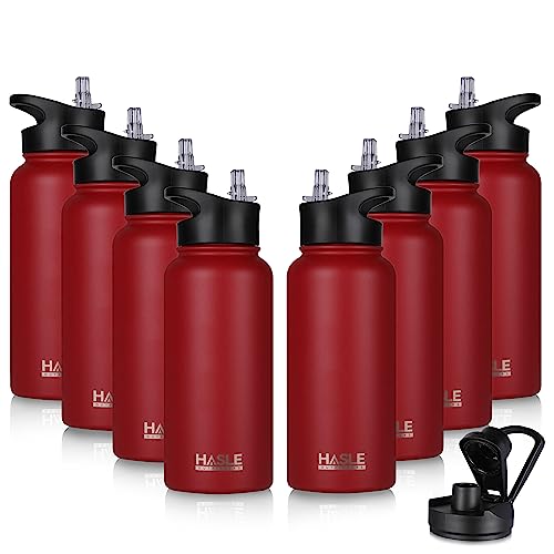32 oz Insulated Water Bottle Stainless Steel Double Walled Vacuum Sports Water Bottle with 2 Lids