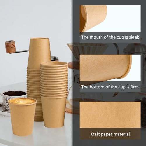 1000 Pack 8 oz Paper Cups Brown Kraft Disposable Paper Coffee Cups (1000 Count)