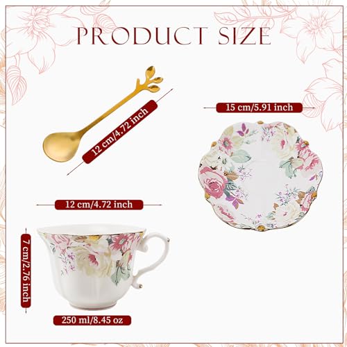 Country Roses Bone China Tea Cup and Saucer Set (3 Count)