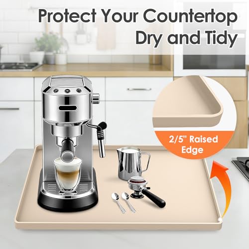 Silicone Coffee Maker Mat with Lip for Countertops