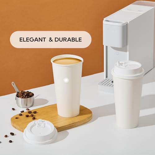 100 Pack 20 oz Disposable Paper Coffee Cups with Lids (100 Count)