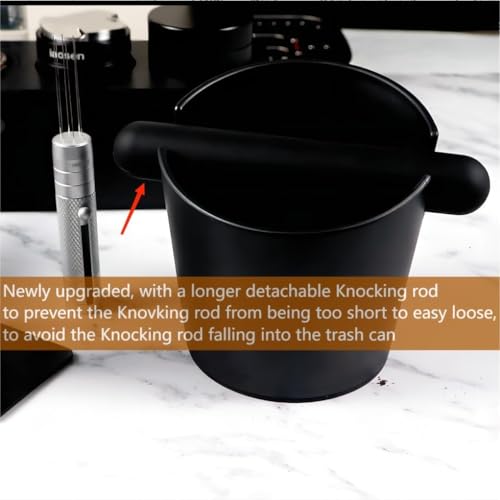 5 inch Coffee Knock Box Espresso Knock Box with a longer detachable Knocking Rod Shock