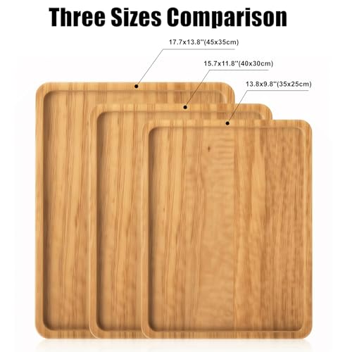 Wood Tray for Coffee Tea Extra Large Wooden Serving Tray for Food Fruit Snack Decorative Serving Platter