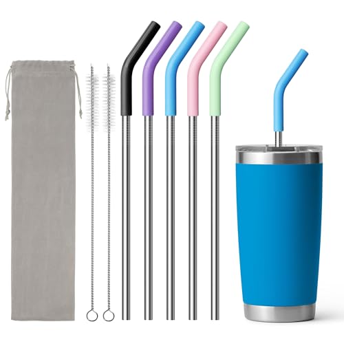 Metal Straws Reusable With Silicone Tips for Yeti 20 oz Tumbler