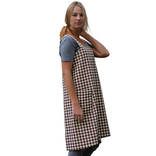 Women's Pinafore Square Apron Baking Cooking Gardening Works Cross Back Cotton