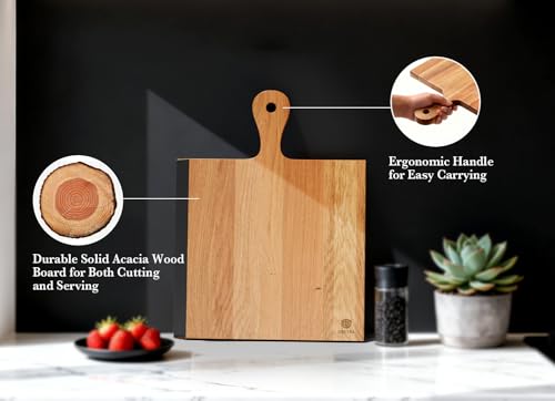 Acacia Wood Cutting Board with Handle