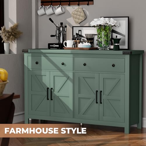 Buffet Cabinet with Storage Farmhouse with 4 Doors and 2 Drawers