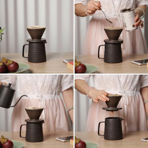 Stoneware Handmade Pour Over Coffee Maker Set