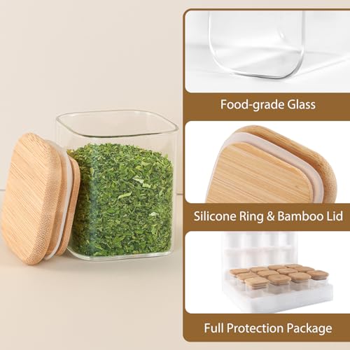 20 Pack 4 oz Square Glass Spice Jars with Lids and Labels (20 Count)