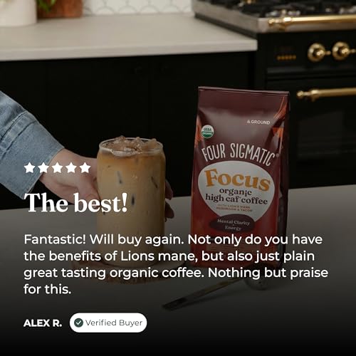 Organic High Caffeine Lion's Mane Ground Coffee (10 Ounce)