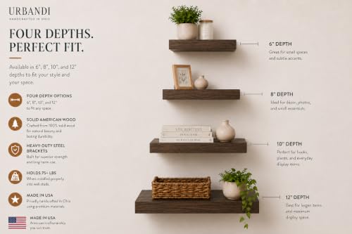 URBANDI Rustic Floating Shelves (2 Count)