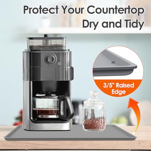 Silicone Coffee Maker Mat with Lip for Countertops