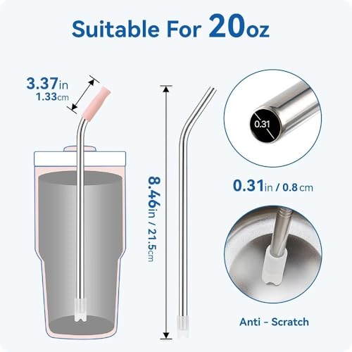 Bent Metal Straws for Stanley 20oz