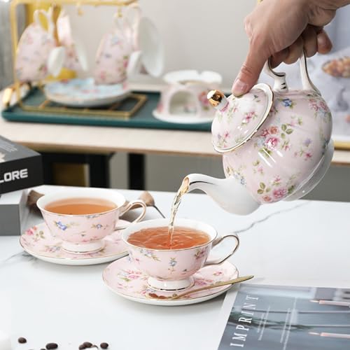 floral porcelain coffee cups set for 6 people