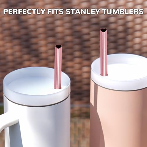 12” Heart Shaped Stainless Steel Straws Fit for Stanley Tumbler 40oz (10 Count)