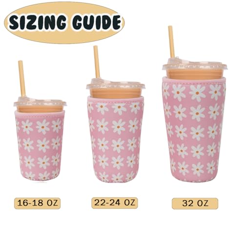 Reusable Insulated Neoprene Iced Coffee Cup Sleeve (3 Count)
