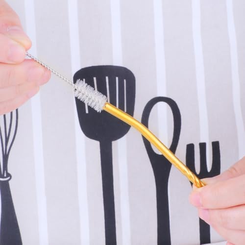 10 pcs Metal Straw Spoons with 2 Cleaning Brushes