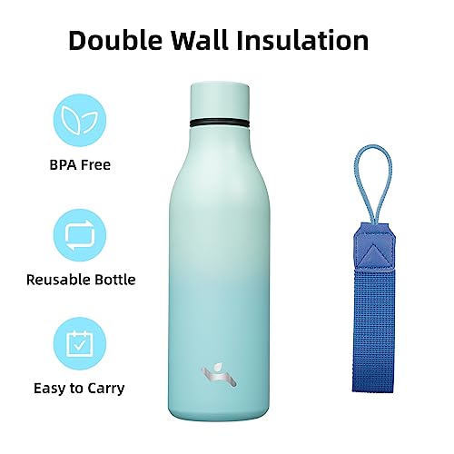 18 oz Insulated Stainless Steel Metal Water Bottle with Strap
