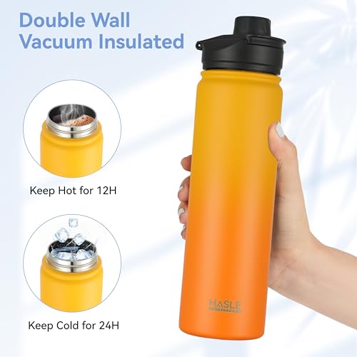 Insulated Water Bottle 22 oz Double Wall Stainless Steel Water Bottle Wide Mouth with Straw Lid & Spout Lid Keeps Cold or Hot