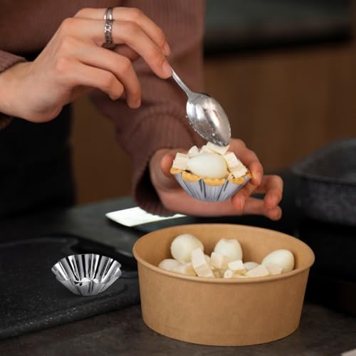 12 pack Flower Tart Pans Non Stick Tart Mold Set 2.40 X 2.40 X 0.90 in Reusable Bakeware for Egg Mini Cupcake Muffin Diy Desserts Kitchen and Party Baking
