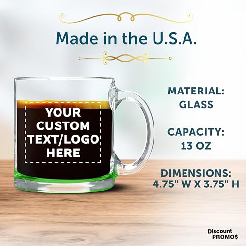 Custom Clear Glass Coffee Mugs 13 oz. Set of 10 (100 Count)