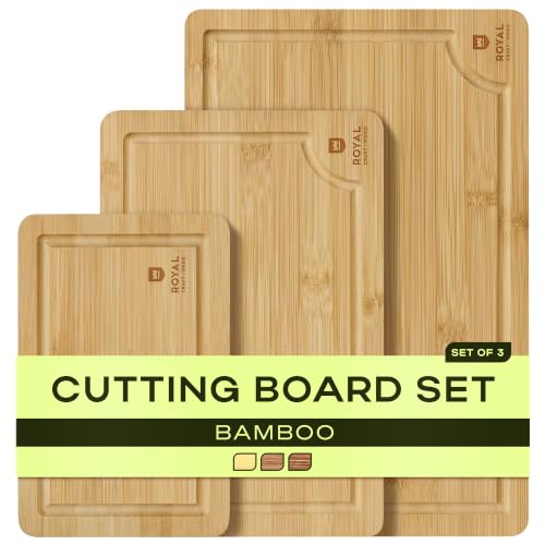 Wooden Cutting Boards for Kitchen Meal Prep & Serving (3 Count)