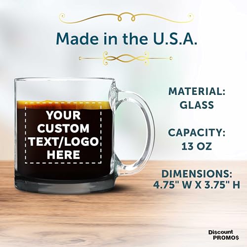 Custom Clear Glass Coffee Mugs 13 oz. Set of 10 (100 Count)