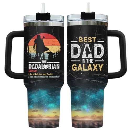 Dadalorian Daddy Dad Funny 40 oz Tumbler with Handle